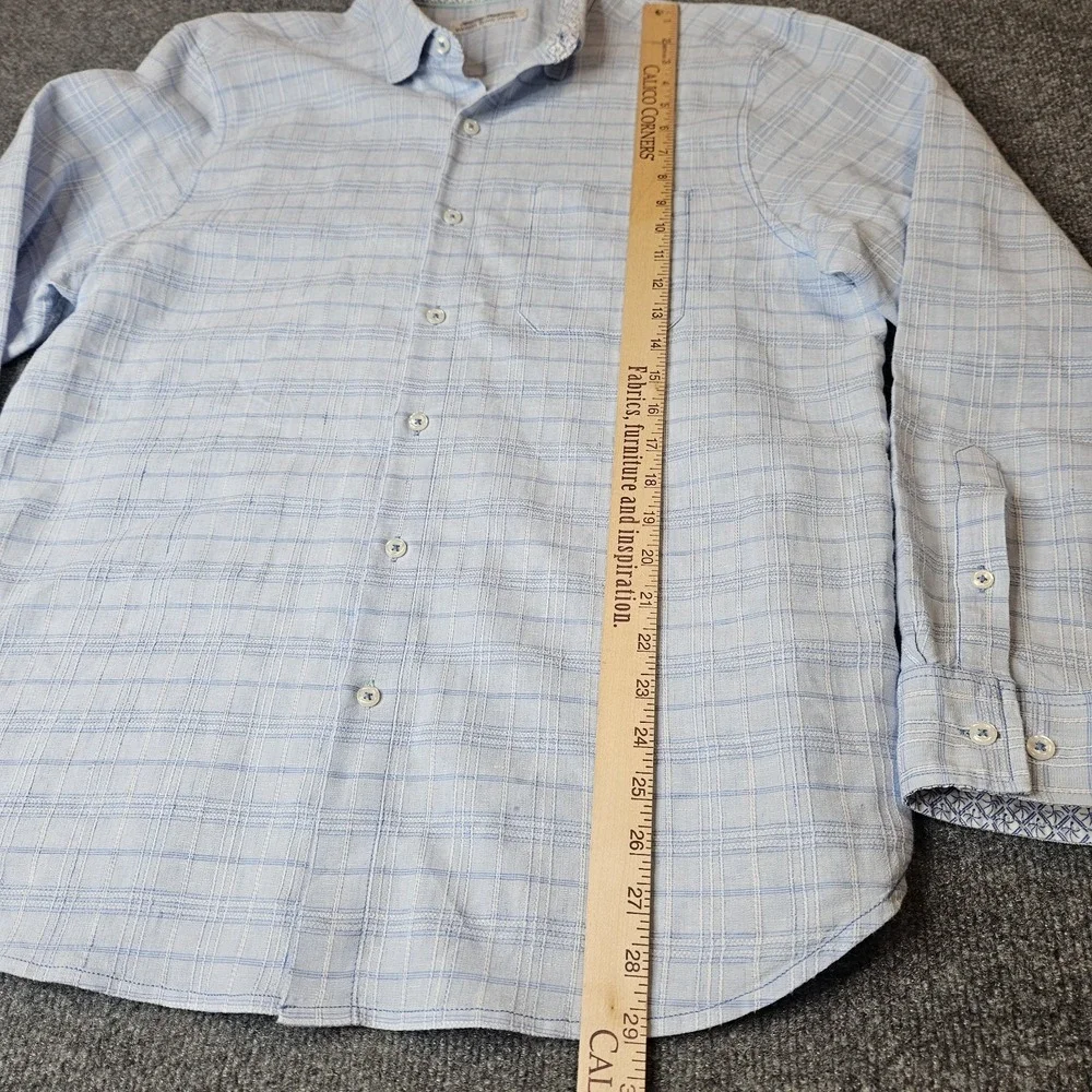Tommy Bahama Mens Barbados Breeze Stretch Linen Blend L/S Shirt Size Large Blue